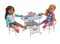 Badger Basket Tea Time Metal Doll Table and Chair Set with Accessories - Silver/Pink/Multi